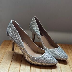 INC International Concepts Silver Crystal-Accented Stiletto Pumps